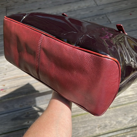 Kate Spade Black Patent Leather Rudy Tote Satchel Middlesex Handbag Large Brown - Picture 13 of 15